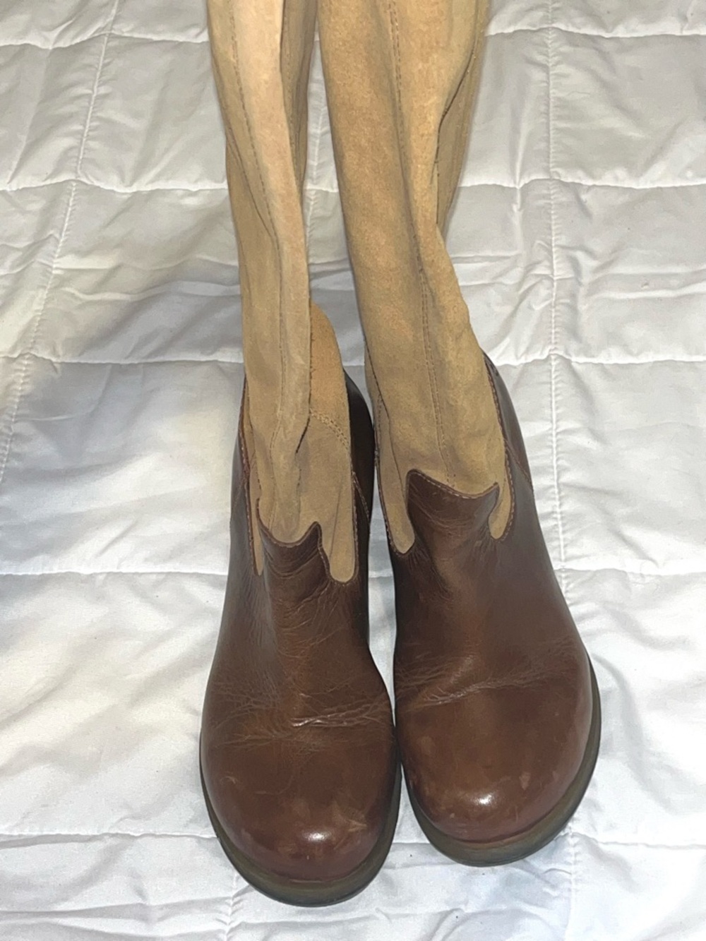 Doc Martens Josie Tan and Biscuit Knee-High Boots Block Herl Womens Size 7 RARE! - Picture 3 of 8